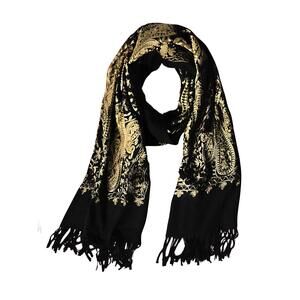 4861 Women's Embroidered Oversize Tassel Shawl Scarf Wraps For Women